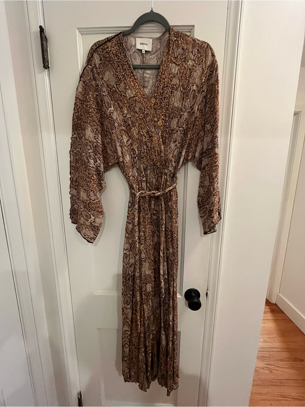 Nanushka Brown Printed Maxi Dress. Size Xs